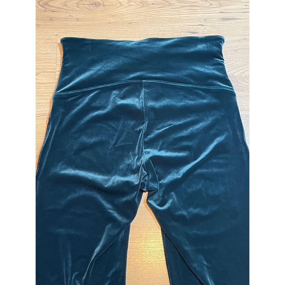 Spanx Velvet Leggings Womens 1X Green High Rise Pull On Slimming Pants Holiday - Picture 5 of 10